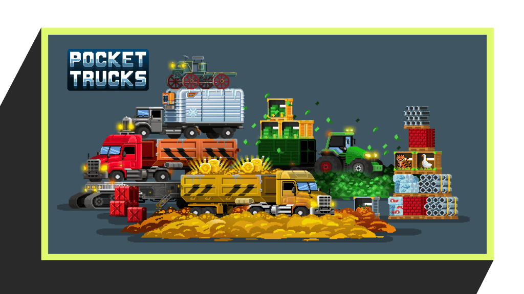 variety of in-game assets of Pocket Trucks game
